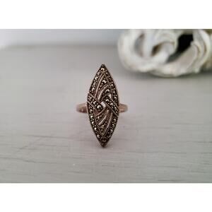 Sterling Silver Marcasite Navette Ring